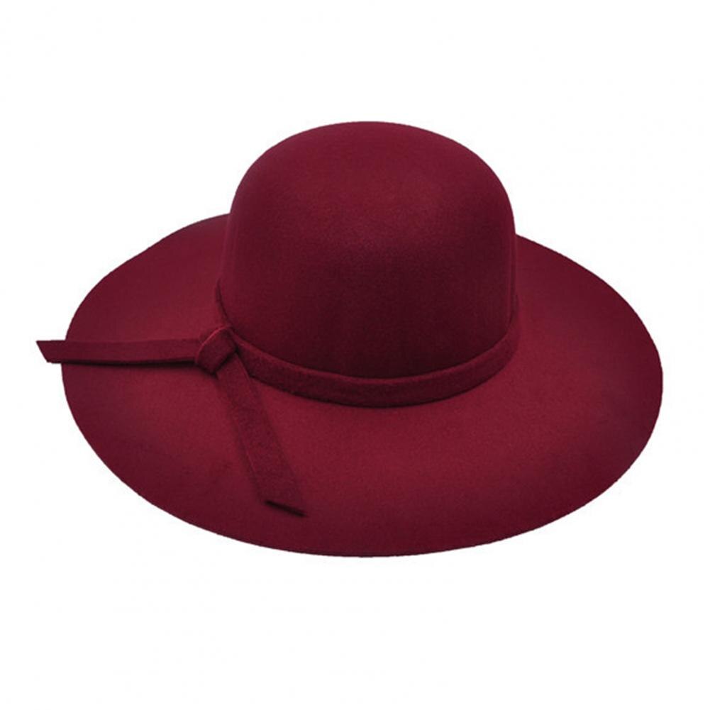 Gorro de lana con visera ancha y lazo para mujer, gorro de playa con visera ancha, redondo, cálido, con protección solar, para otoño e invierno,: Wine Red