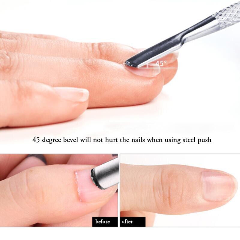 Neglebånd pusher finger død hud cut remover rustfrit stål dobbeltsidet negleplejeværktøj