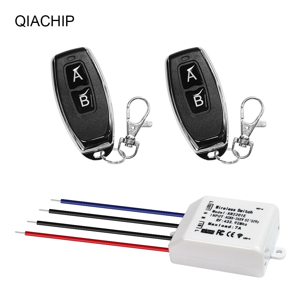QIACHIP – commutateur de télécommande sans fil 433Mhz 110V 220V, Module de récepteur à distance universel, relais 1CH large AC 85-265V: 2 RC and 1 Receiver