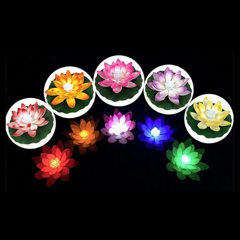 Flower Lamp LED Floating Flower Lamps Decor On Water Swimming Pool Garden Light Garden Tank Pond Decorations
