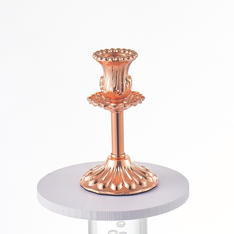 3 Pcs/ Set European Metal Candle Holder Simple Golden Wedding Decoration Bar Party Living Room Decoration Home Decoration: 1pcs rose gold 14cm