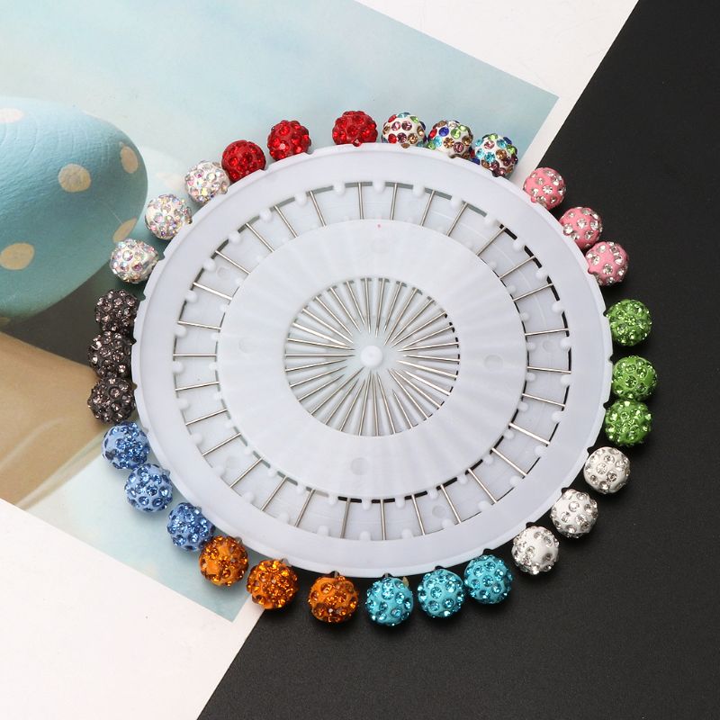 30 Pcs Veiligheid Pin Moslim Hijab Sjaal Pin Strass Bal Broche Rechte Hoofd Pin