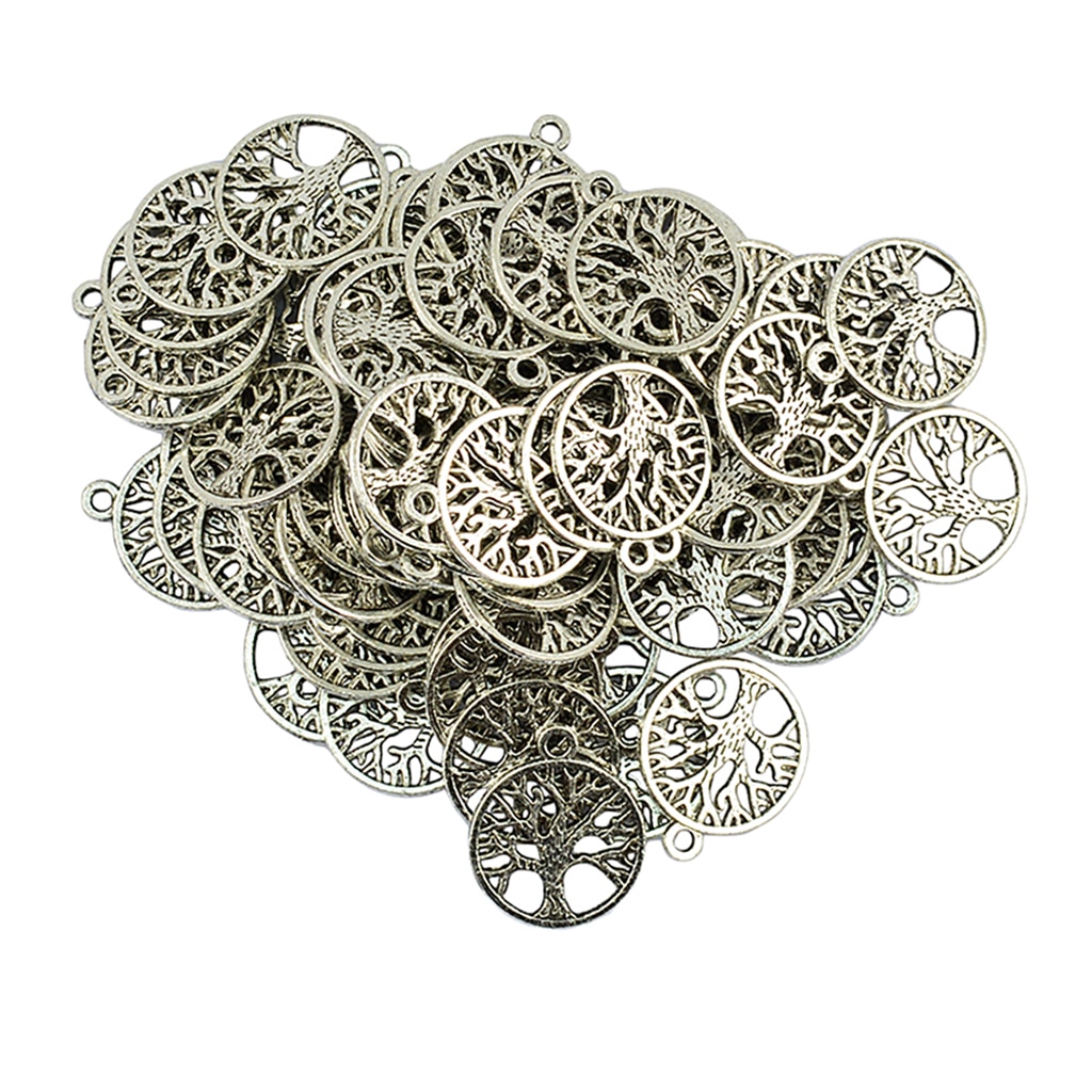 Colgantes antiguos de metal con forma de árbol de la vida, 100 piezas, accesorios de joyería, conectores de colgantes DIY