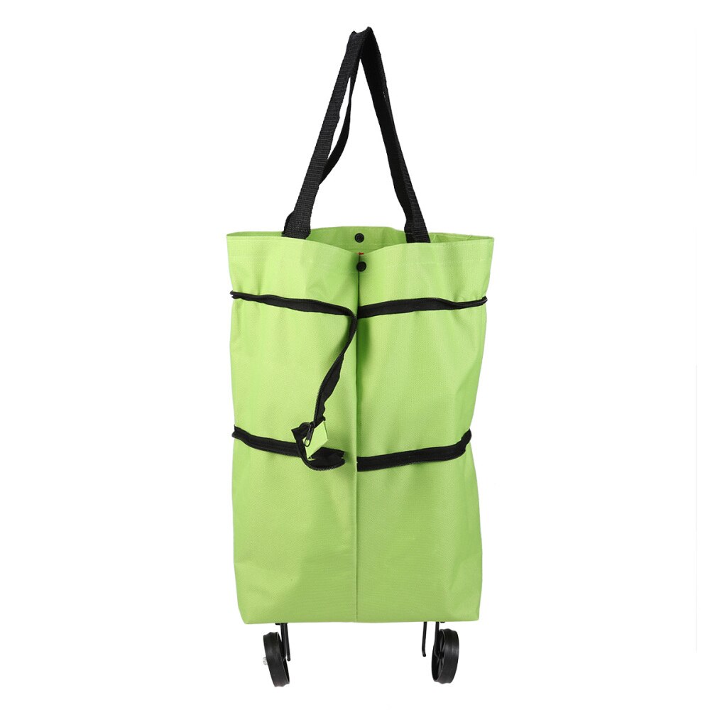 Foldet indkøbskurv bærbar bilbagage vogn foldet slæbebåd taske sammenklappelig indkøbskurv grøntsager arrangørvogn: Grøn