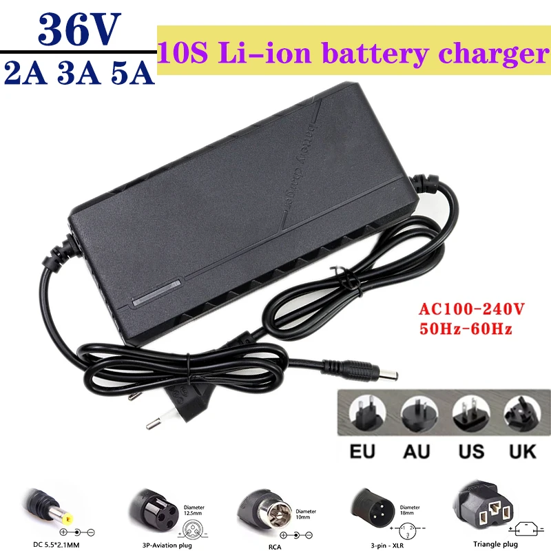 36V 2a 3a 5a Lithium Elektrische Oplader 42V 2a 3a 5a 10S Elektrische Dc Lithium-Ion Oplader