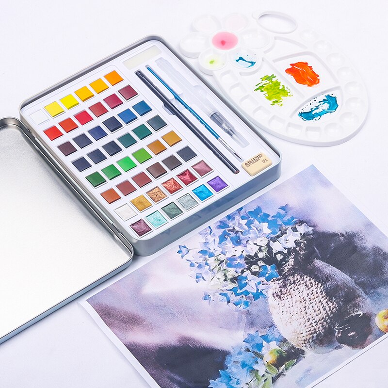 48 Kleuren Solid Aquarel Set Basic Neone Glitter Aquarel Verf Voor Tekenen Art Verf Levert