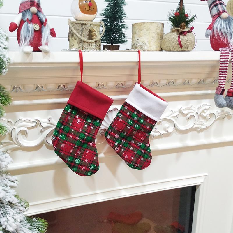 Kinder Weihnachten Stocking Decor Weihnachten Strümpfe Santa Candy Tasche Socke Kinder Candy Tasche Santa Claus Weihnachten Socken Baum Ornamente