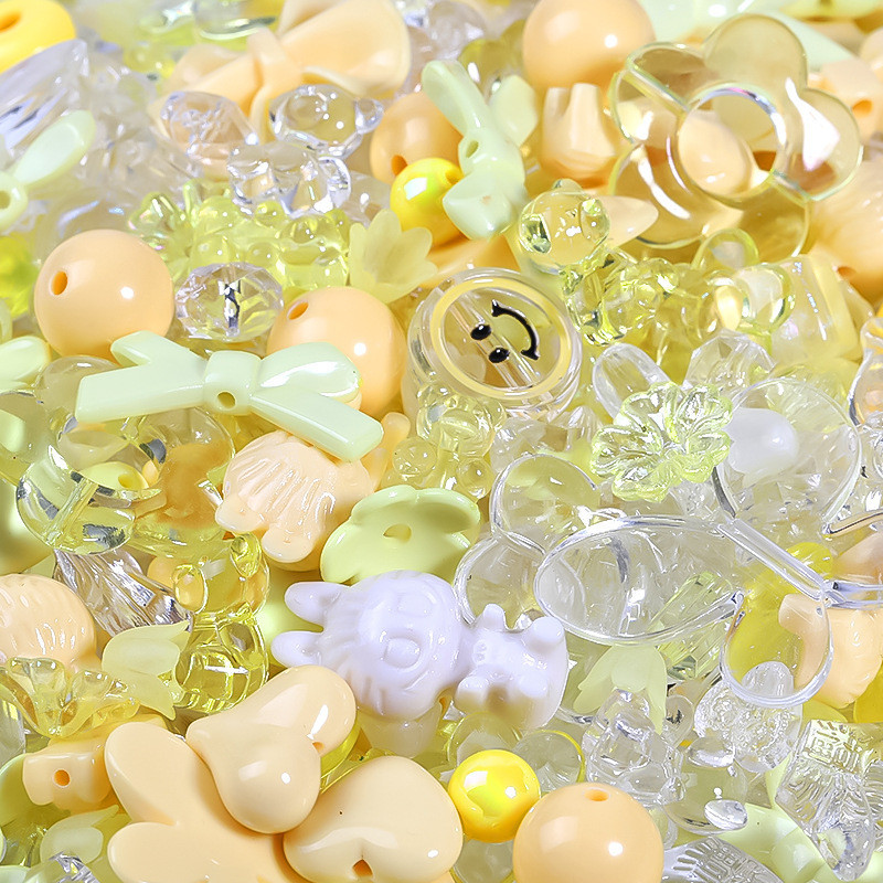 50 g/paquete de cuentas sueltas acrílicas de colores mezclados de estilo mixto para pulsera, collar, suministros de joyería, accesorios hechos a mano DIY: Blanco