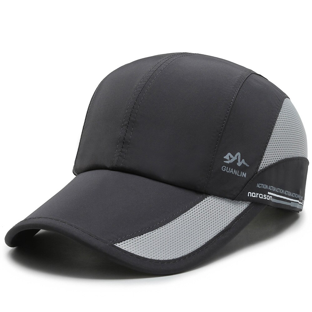 Summer Outdoor Sun Hats Quick Dry Waterproof Golf Fishing Cap Adjustable Unisex Baseball Caps: dark grey