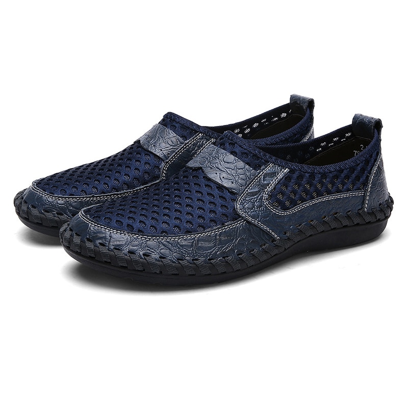 1 paar heren mesh casual schoenen ademend antislip voor zomer wandelen autorijden & t8: Blauw / 44