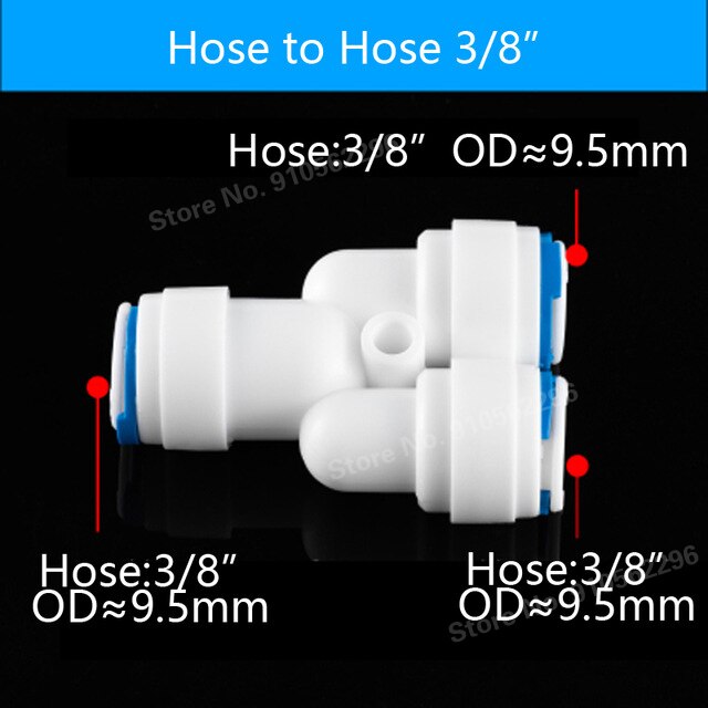 RO Water Hose Connection Straight Elbow Tee Cross 1/4" 3/8" Coupling Plastic Quick Pipe Fitting Reverse Osmosis Connector: Y-3l8