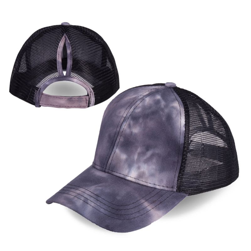 Baseball Cap Breathable Shade Cotton Ponytail Hat Headdress Outdoor Sports Cap: Black