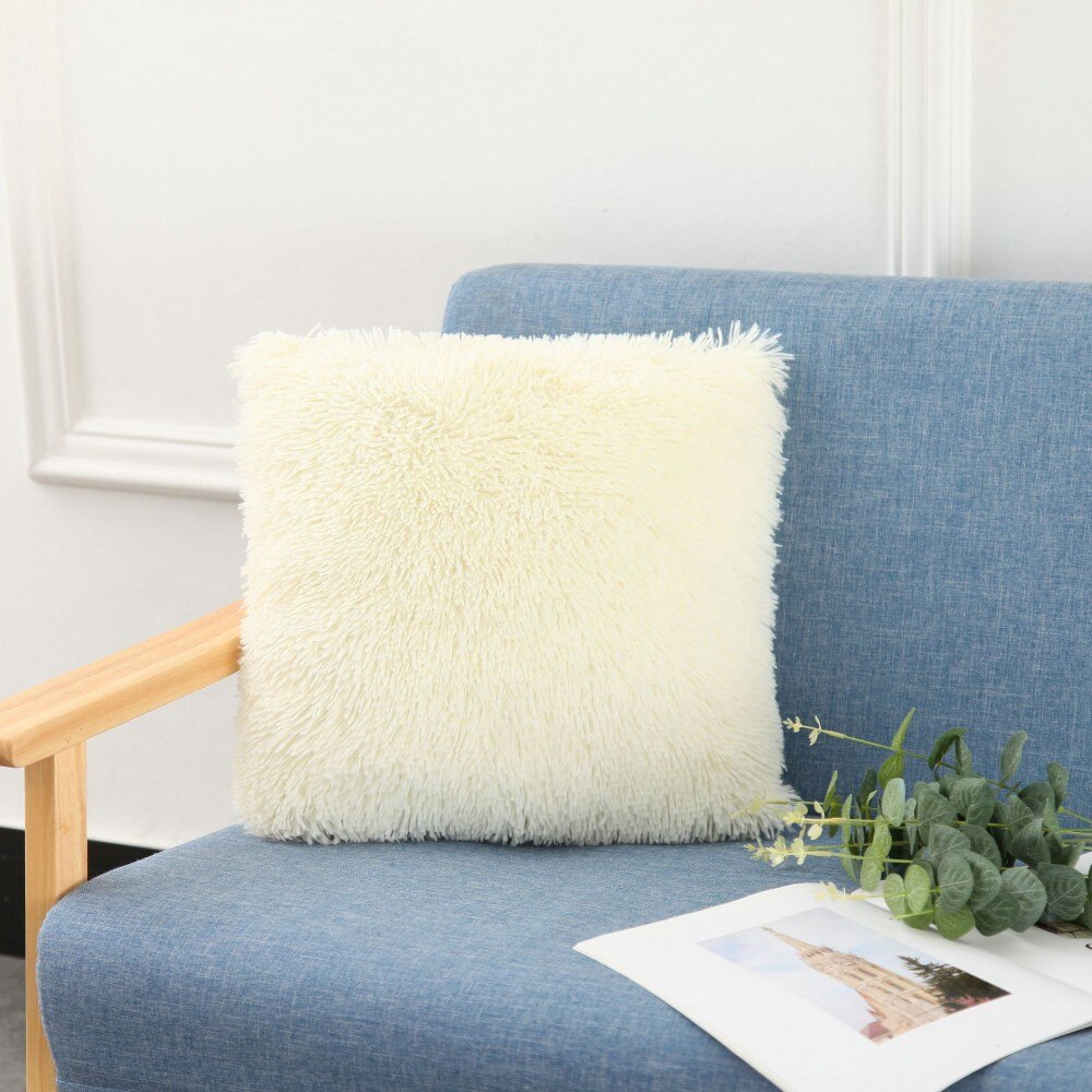Effen Kleur Melk Wit Roze Blauw Pluche Kussenhoes 40X40 Cm Sofa Auto Decoratie Dutje Pillowsham Kussenslopen Baby kinderen: 1
