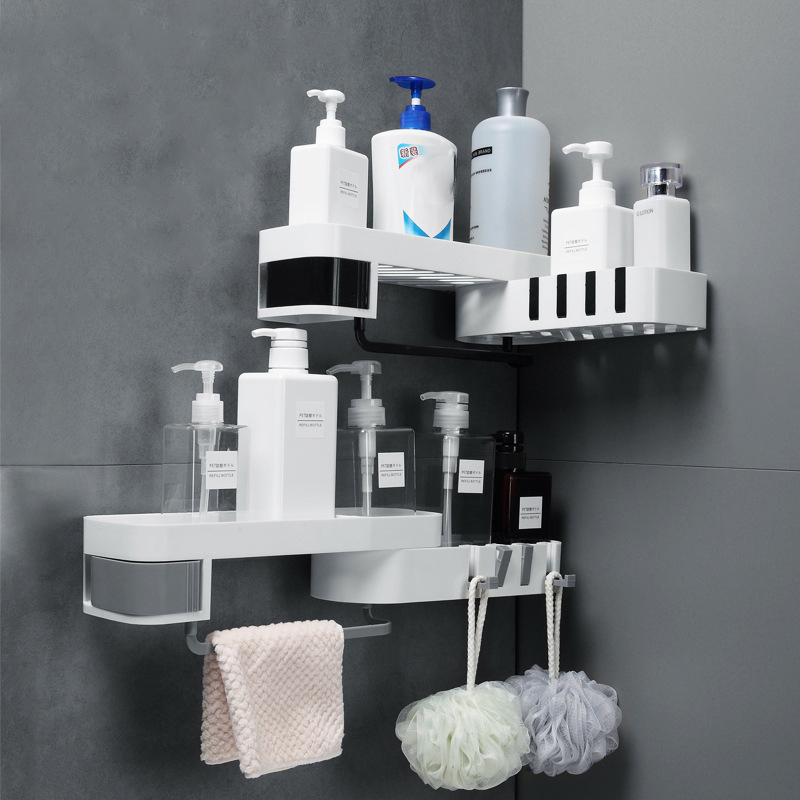 Hjørne badeværelseshylde drejelig vægmonteret shampoo brusehylder holder køkken opbevaringsstativ organisator badetilbehør