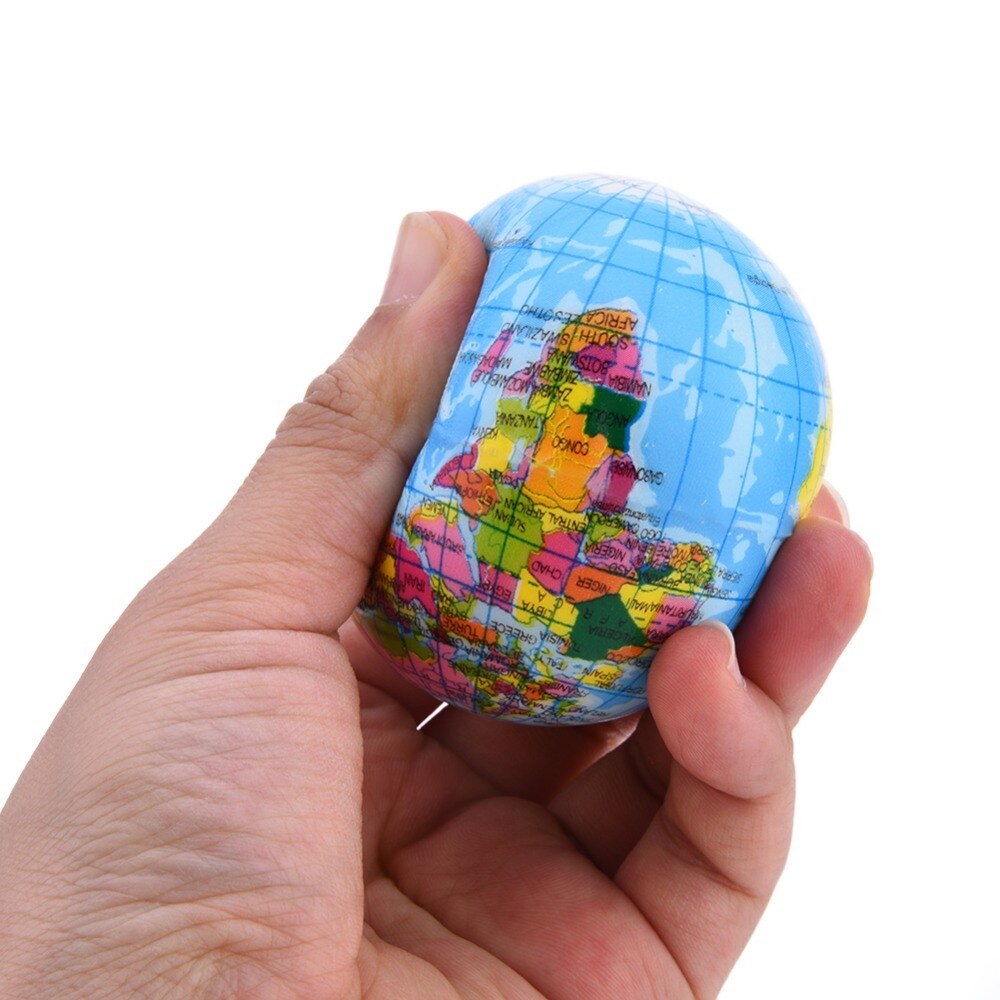 6-10Cm PU Funny Squeeze Toys Soft Earth World Map Globe Foam Stress Relief Bouncy Ball Geography Map Teaching Hand Squeeze Ball