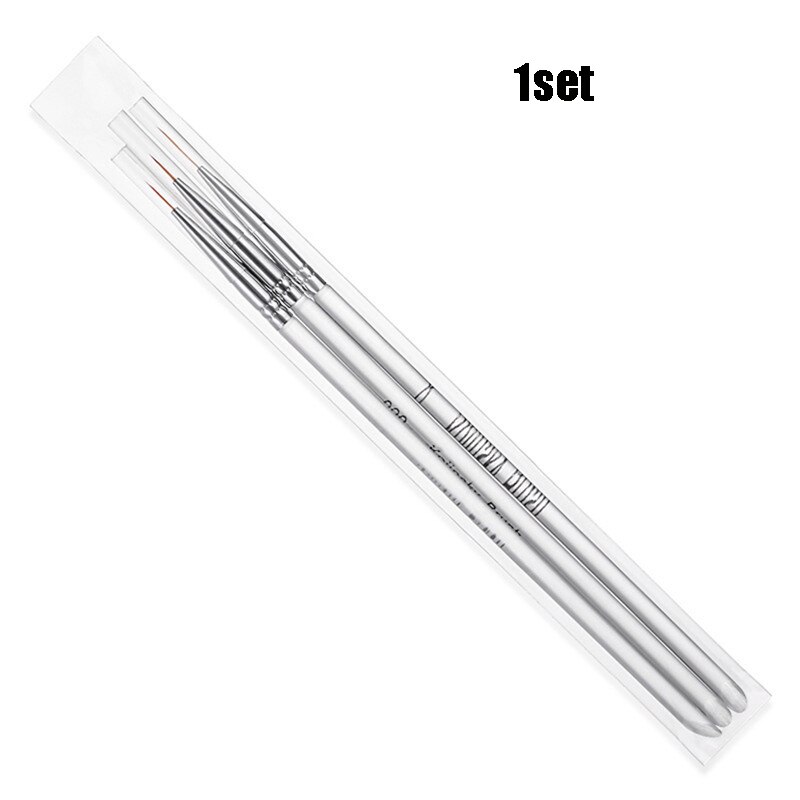 3 uds conjunto de pinceles para manicura rayas de pintura líneas lápiz de lentejuelas herramientas de belleza manicura marcadores de uñas Kit de lápiz de arte: 02