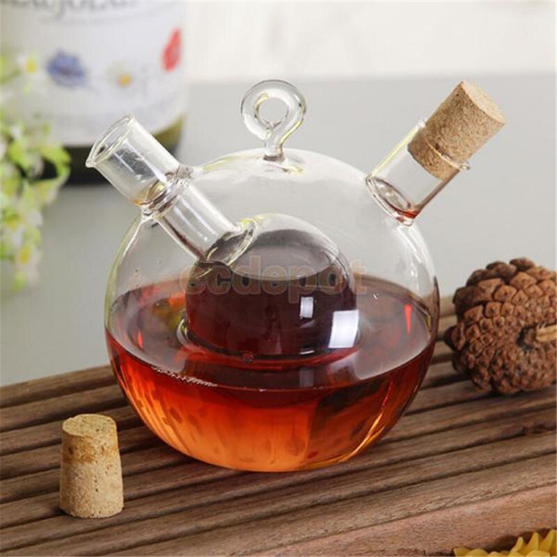de doble capa botella de vidrio con especias de Oliva de vidrio frasco de aceite de botella de vinagre de olla dispensador de salsas decorar herramientas de cocina