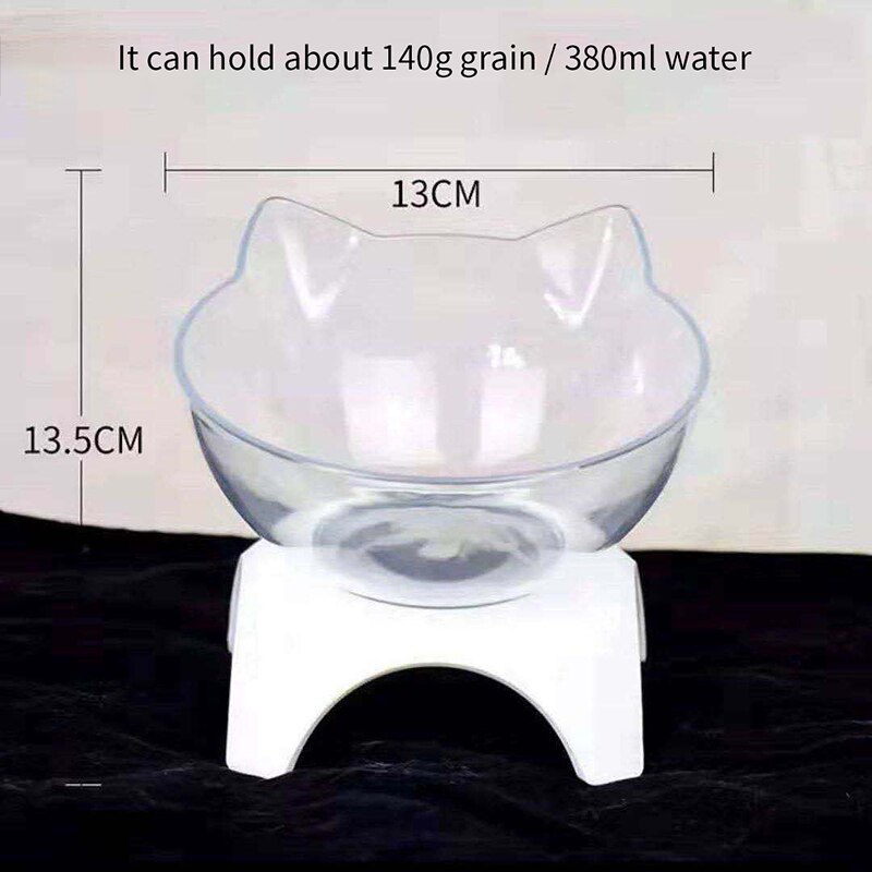 Pet Ciotole del Gatto con il Basamento antiscivolo Doppio Gatto Ciotola di Acqua Cibo Feeder Trasparente Cat Ear Forma Arrotondato per cucciolo di Cane Accessori