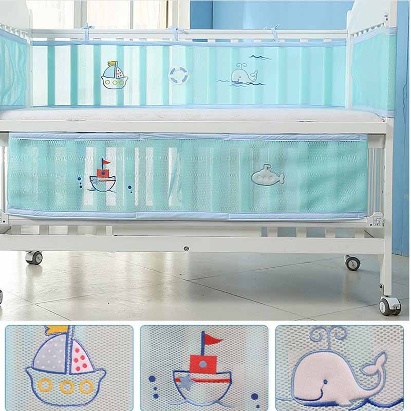 1 pçs berço amortecedor destacável malha respirável decoração do quarto bebê verão recém-nascidos crianças cama