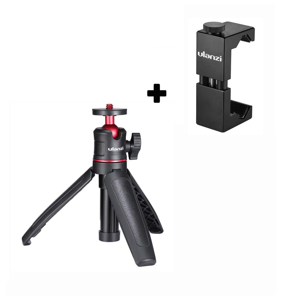 Ulanzi mt -08 mini stationær stativ &amp; håndholdt fotobeslag stativ 2- i -1 med fleksibel kuglehoved 1/4 tommer skruemontering: Med telefonklip