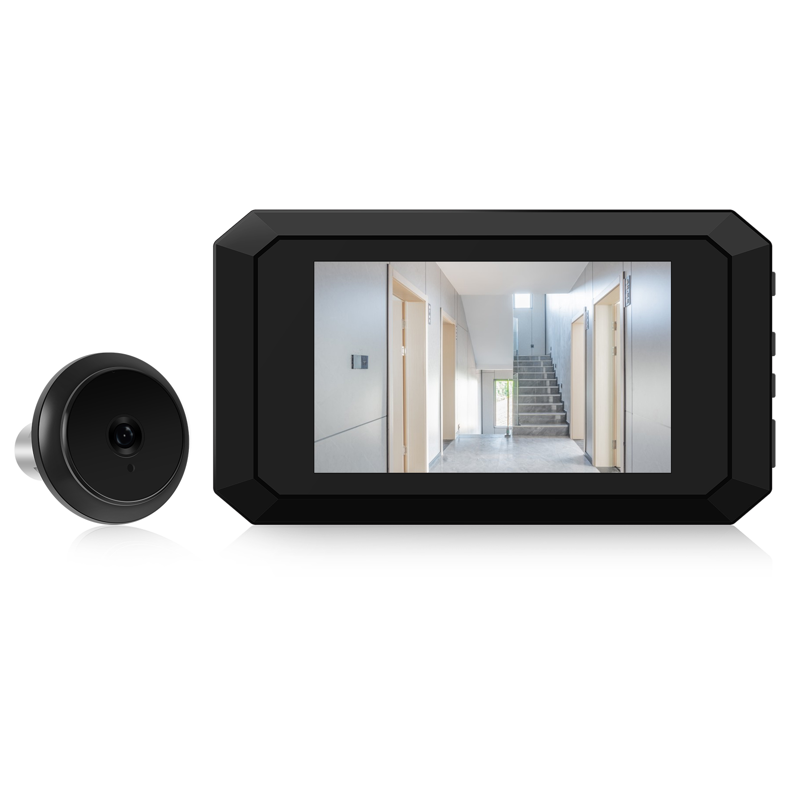 3.97 '' lcd digitalt kighulskamera til lejlighedsdør 1080p 120 graders farveinfrarødt kamera dørmonitor type-c genopladeligt: Hvid