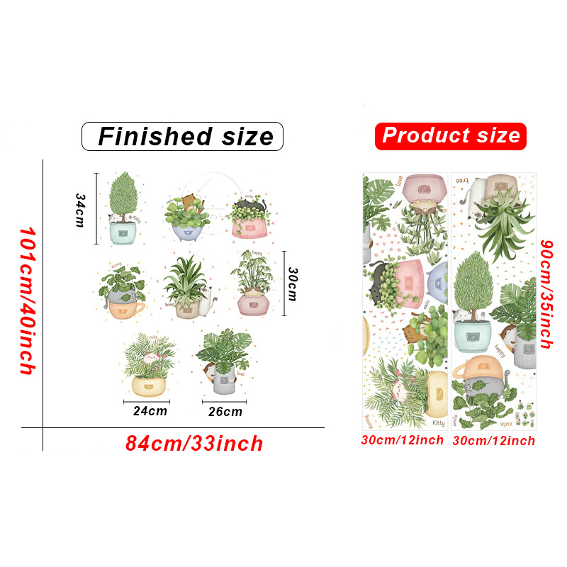 Various Flower pots Wall Stickers for Dining room Kitchen Bedroom Living room Wall Decor Tile Decals Self-adhesive Sticker Home: No.02