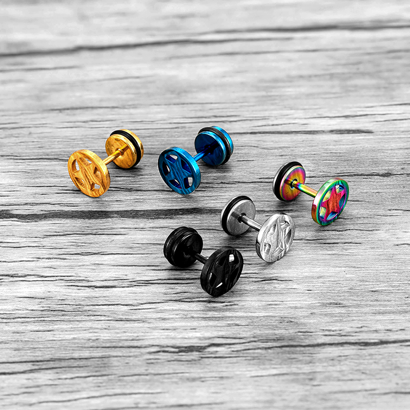 1 Stuk Korea Geometrische Ster Oor Studs Voor Man Vrouwen Minimalistische Ronde Holle Statement Oorbellen Mannelijke Roestvrijstalen Oor Sieraden