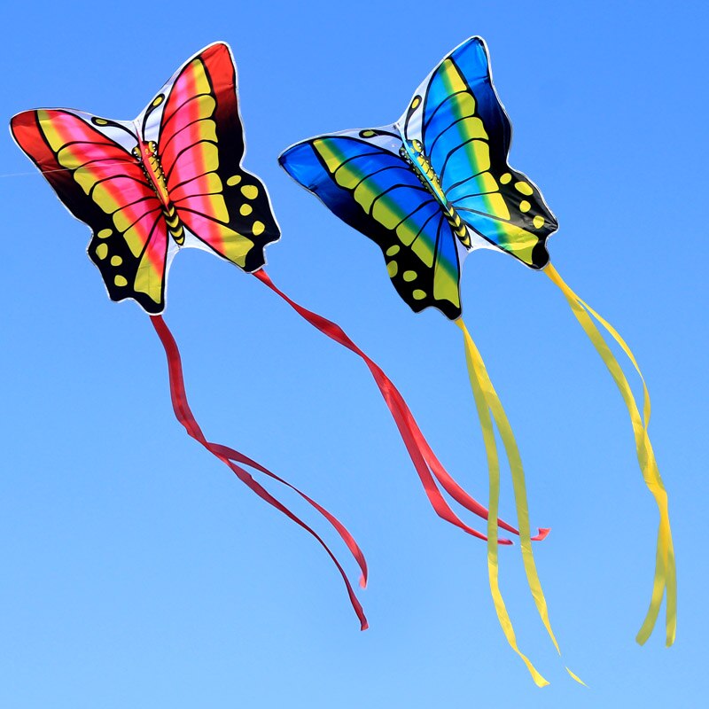 pink blue lovely butterfly kite for kids children audlts with long tails outdoor animal single line cartoon kites