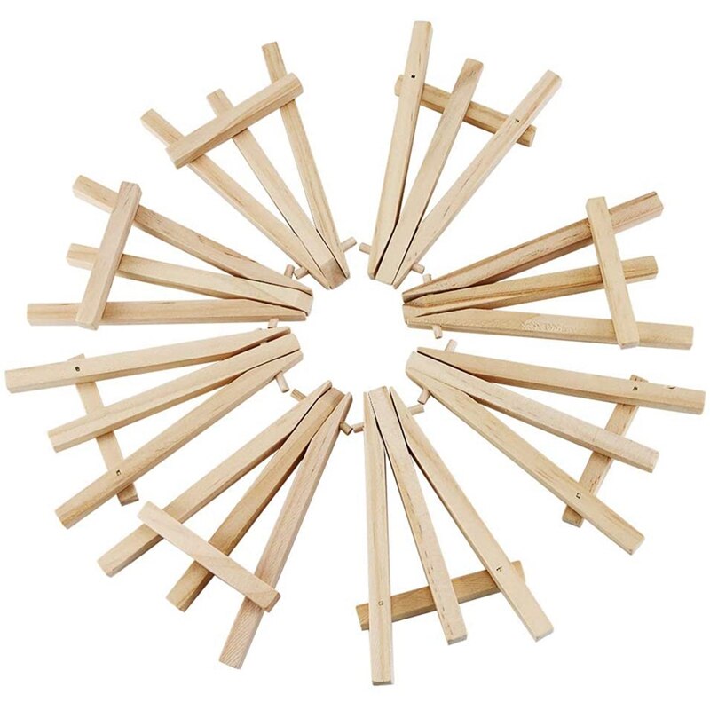 30 Pack 5-Inch Mini Wooden Easels For Displaying Wooden Display Stands, Business Cards, Photos, DIY Crafts, Decorations