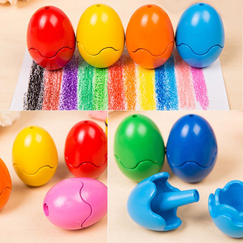 9 Colors Hollow Egg Shape Wax Crayons Non Toxic Washable Painting Drawing Wax for Baby Kid Children Educational Art Supplies C26