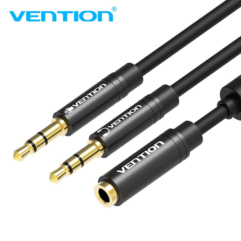 Vention Earphone Splitter for Computer Laptop 3.5mm Female to 2 Male 3.5mm Mic Headphone Audio Extension Cable Y Splitter Cable