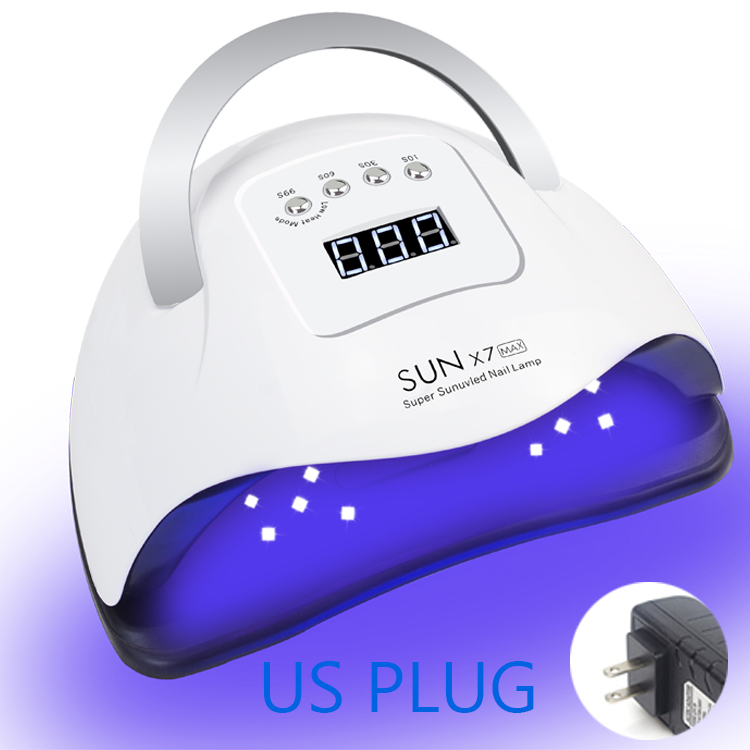 SUN X7 MAX-Lámpara LED de secado de uñas, 10/30/60/99 temporizador, ajuste, pulidor, secador con detección de movimiento, UV, herramienta de manicura de Gel: X7 MAX-US