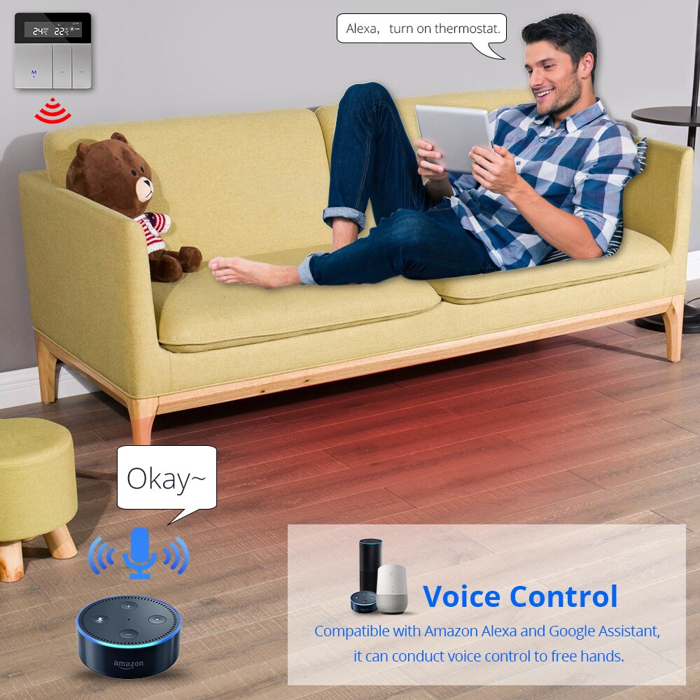 Zemismart Tuya wifi Thermostat for Electric Heater Water Radiant Floor Heating Alexa Google Home Enable Temperature Controlled