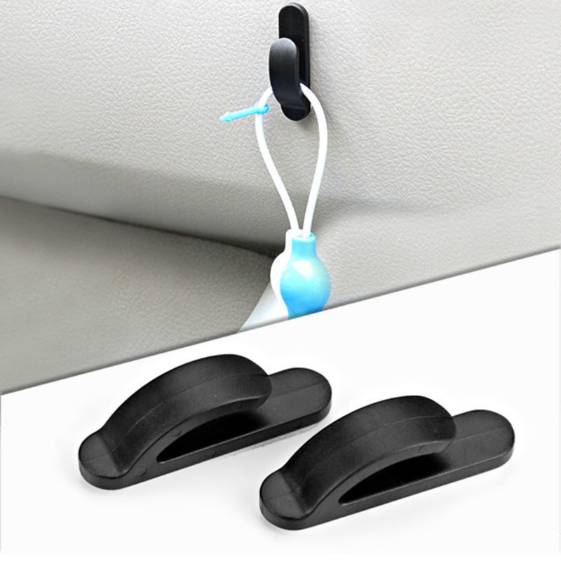 Crochet en plastique noir, 1 paire, pour voiture, camion, sac pratique, porte-clés, crochet en plastique, Clips de rangement, porte-manteau de voiture
