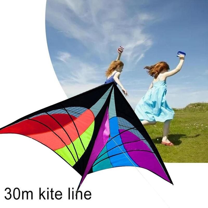 Hand Single Line Triangle Kite 1.5m Large Size Air Stunt Kite Easy To Fly Beautiful Shape Kite With 30m Line for Kids