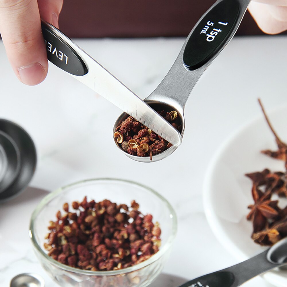 Double Head Measuring Spoon Stainless Steel Magnetic Measurement Teaspoon Kitchen Accessories Ingredients Measuring Spoon