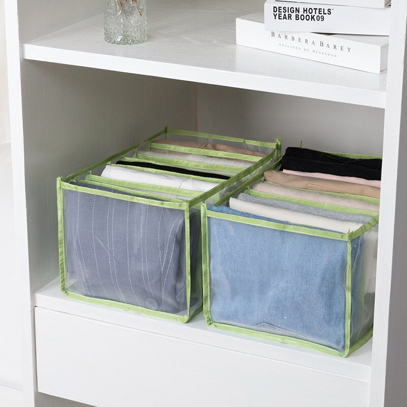 Wardrobe Clothes Organizer Closet Organizer Storage Box Foldable Underwear Organizers Storage Dividers Drawer Organizer: Green / L(36x25x20)
