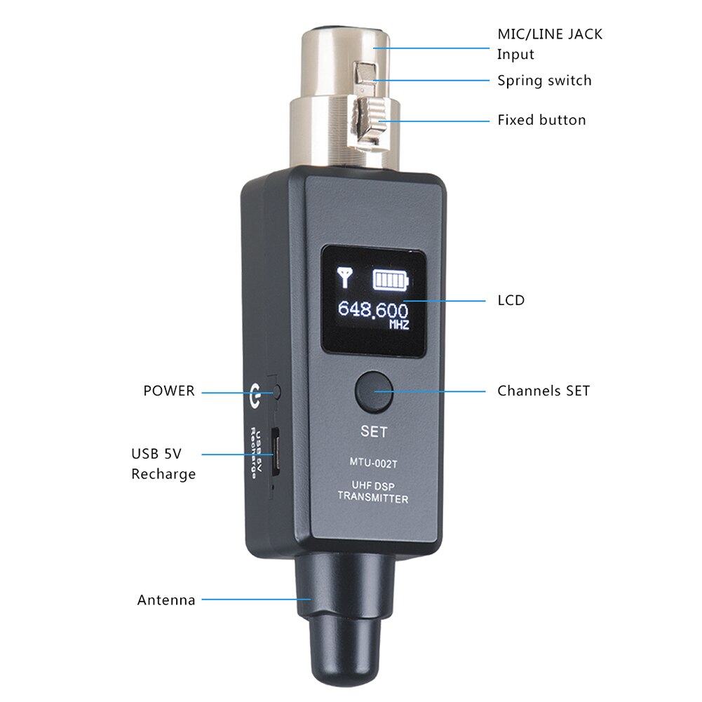 1 Paar Microfoon Draadloze Zender-Ontvanger Systeem Voor Dynamische Mic/Condensor Mixer Speakers Ingebouwde Oplaadbare Batterij