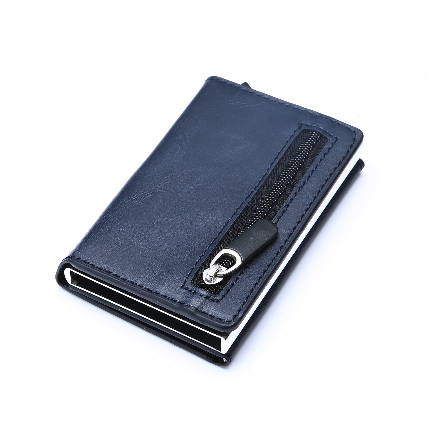 Bycobecy – portefeuille intelligent Rfid en métal fin et fin pour hommes, porte-monnaie minimaliste Pop-Up: Crazy Blue X-52