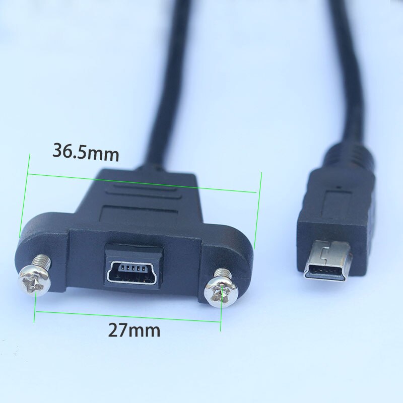 5 M Mini USB B 5pin Extension Cable Male To Female With Screw Lock Panel Mount Screws