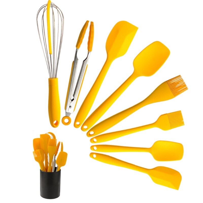 8 Pcs Large Kitchen Utensils Set With Holder Non Stick And Heat Resistant Silicone Cooking Utensil BPA Free Non Toxic