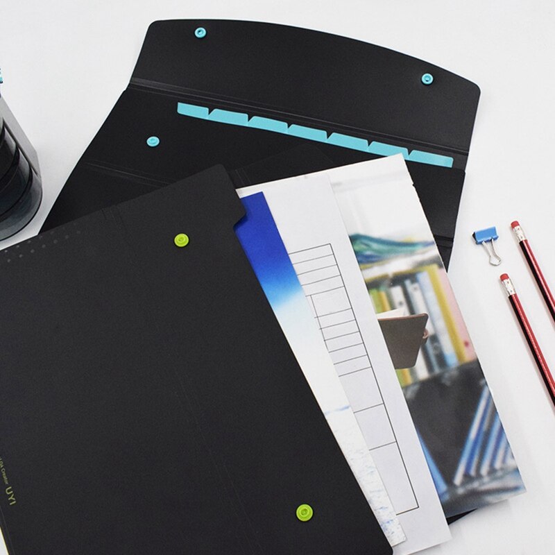 Expanding File Folder 5 Pockets Black Accordion A4 Folder Document Bag Office School Supply