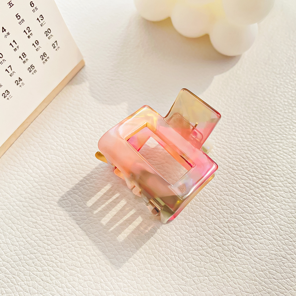 Muweordy, pinzas para el cabello cuadradas huecas de acetato a la , pinzas para el cabello de cangrejo, cola de caballo con estampado de mármol, pasadores con Clip de tiburón, accesorios para el cabello: Rojo