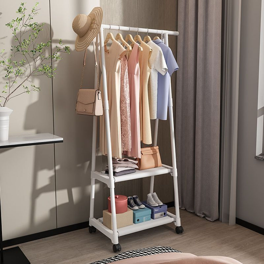 Clothes Rack Triangle Pulley With Wheels Hangers Coat Rack Living Room Bedroom Furniture Hangers Floor-Standing Clothes Racks