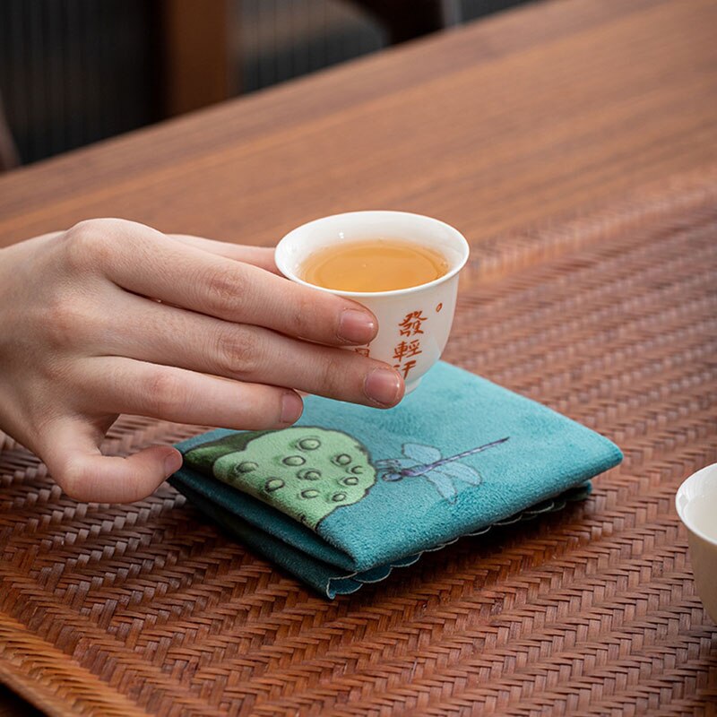 Toalla de té de gamuza Kung Fu, tetera antiquemaduras, accesorios de posavasos para taza de té Zen, alfombrilla de té absorbente para el hogar, servilleta de té