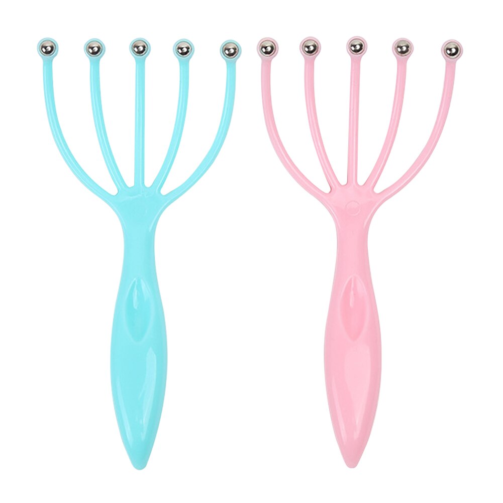 Head Massager Scalp Neck Comb Roller Five Finger Claws Steel Ball Hand Held Relax SPA Hair Care for hair growth Stress Relief