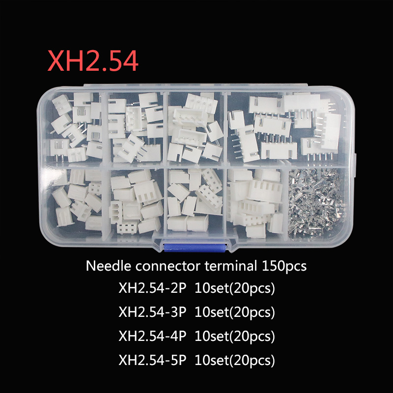 230pcs XH2.54 PH2.0 2p 3p 4p 5 pin 2.54mm 2.0mm Pitch Terminal Kit Housing Pin Header JST Connector Wire Connectors Adaptor: XH2.54-1BOX