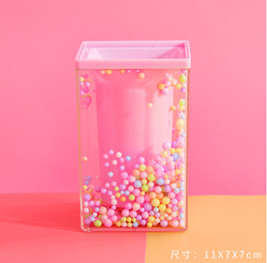 Soporte de bolígrafo de espuma, bonito organizador de escritorio, estilo Kawaii, papelería, para estudiantes: Square Pink