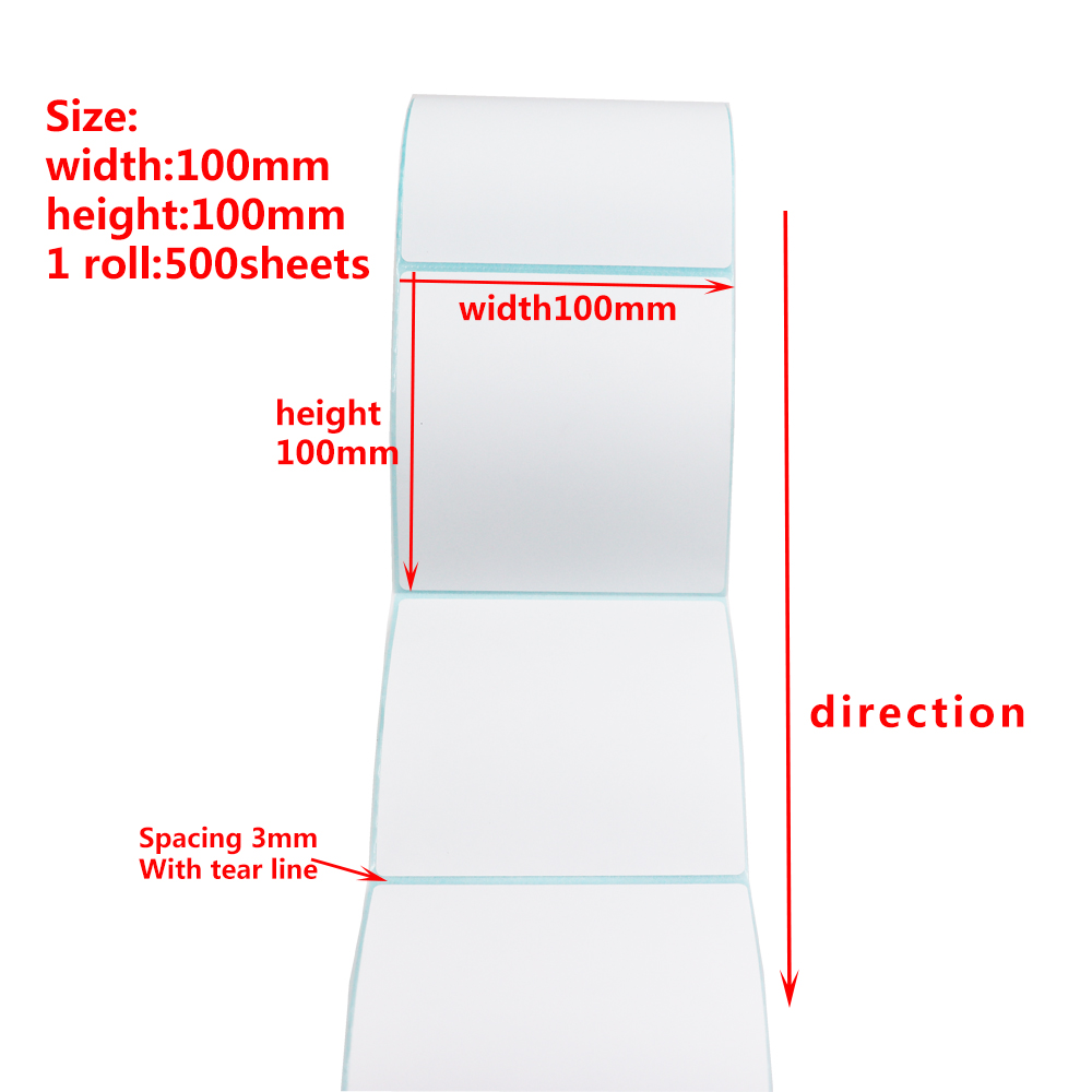 100mm Width Multiple Size Thermal Labels Paper Roll Stickers White Blank Labels For Thermal Label Self-Adhesive Paper Stickers: WHITE