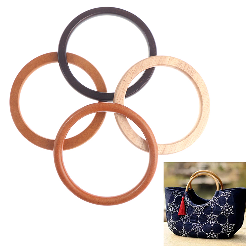 1PC O Ring Bag Handles DIY Wood Replacement Handbag Tote Handles Purse Bags Straps Wooden Bag Handle Round Handcrafted Access